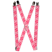 Suspenders - 1.0" - Cute Skulls w/Checkers Pinks/White Suspenders Buckle-Down   