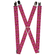 Suspenders - 1.0" - Cute Skulls w/Paisley Purple/Pink/Green Suspenders Buckle-Down   