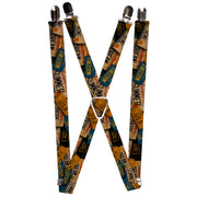 Suspenders - 1.0" - Cali License Plates Stacked Vintage Suspenders Buckle-Down   
