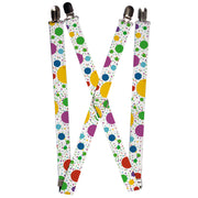Suspenders - 1.0" - Dots/Grid3 White/Gray/Multi Color Suspenders Buckle-Down   
