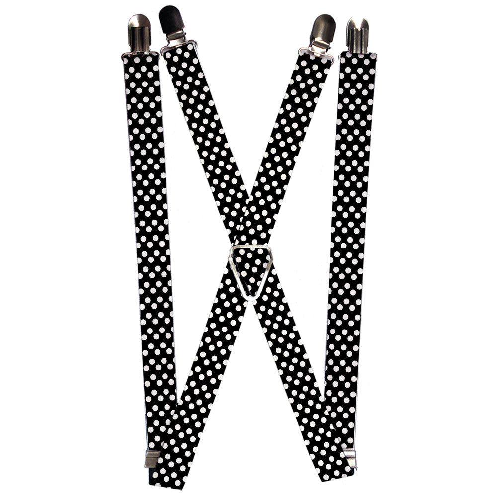 Suspenders - 1.0" - Micro Polka Dots2 Black/White Suspenders Buckle-Down   