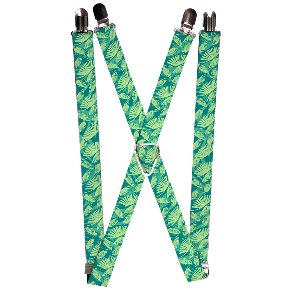 Suspenders - 1.0" - Palm Leaves Stacked Pastel Greens Suspenders Buckle-Down   