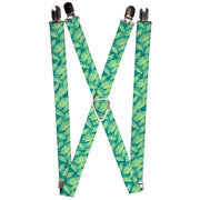 Suspenders - 1.0" - Palm Leaves Stacked Pastel Greens Suspenders Buckle-Down   