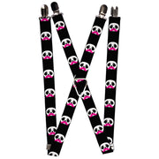 Suspenders - 1.0" - Panda Face w/Pink Mustache Suspenders Buckle-Down   