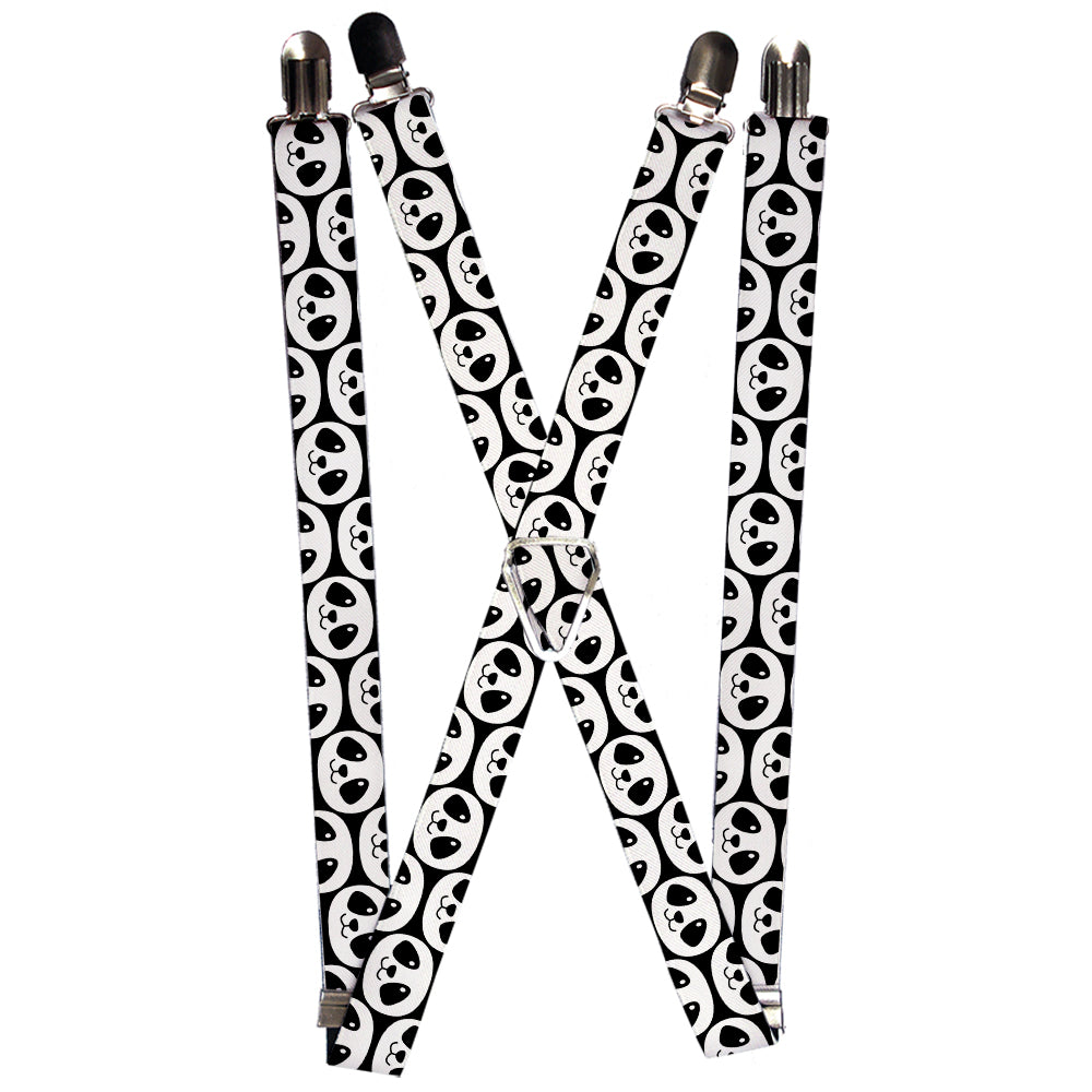 Suspenders - 1.0" - Smiling Panda Repeat Black/White Suspenders Buckle-Down   