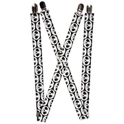Suspenders - 1.0" - Smiling Panda Repeat Black/White Suspenders Buckle-Down   