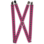 Suspenders - 1.0" - Plaid Black/Gray/Fuchsia Suspenders Buckle-Down   