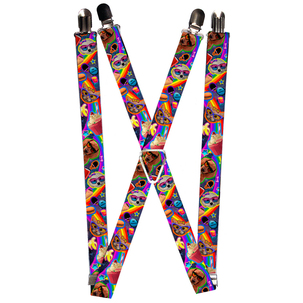 Suspenders - 1.0" - Pets & Snacks Rainbow Collage Suspenders Buckle-Down   
