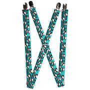 Suspenders - 1.0" - Multi Panda w/Sunglasses Stripe Turquoise/Black Suspenders Buckle-Down   