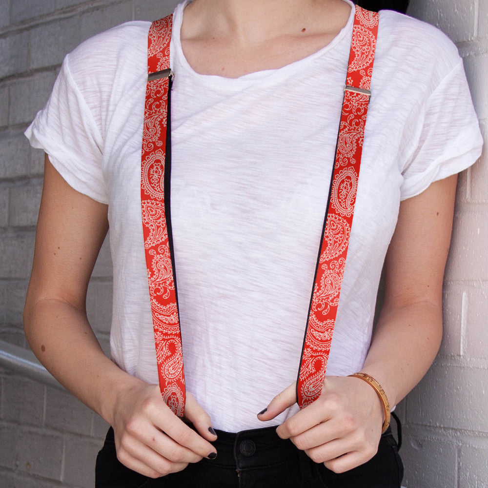 Suspenders - 1.0" - Paisley Red/White Suspenders Buckle-Down   