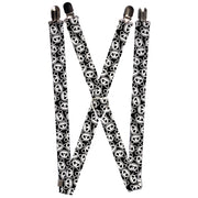 Suspenders - 1.0" - Scattered Panda Bear Cartoon2 Black/White Suspenders Buckle-Down   