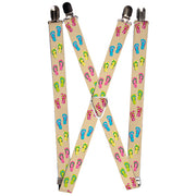 Suspenders - 1.0" - Tropical Flip Flops Tan/Multi Color Suspenders Buckle-Down   
