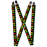 Suspenders - 1.0" - Christmas Lights Black/Multi Color Suspenders Buckle-Down   
