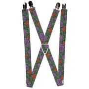 Suspenders - 1.0" - Succulents Stacked Green Pink Orange Suspenders Buckle-Down   