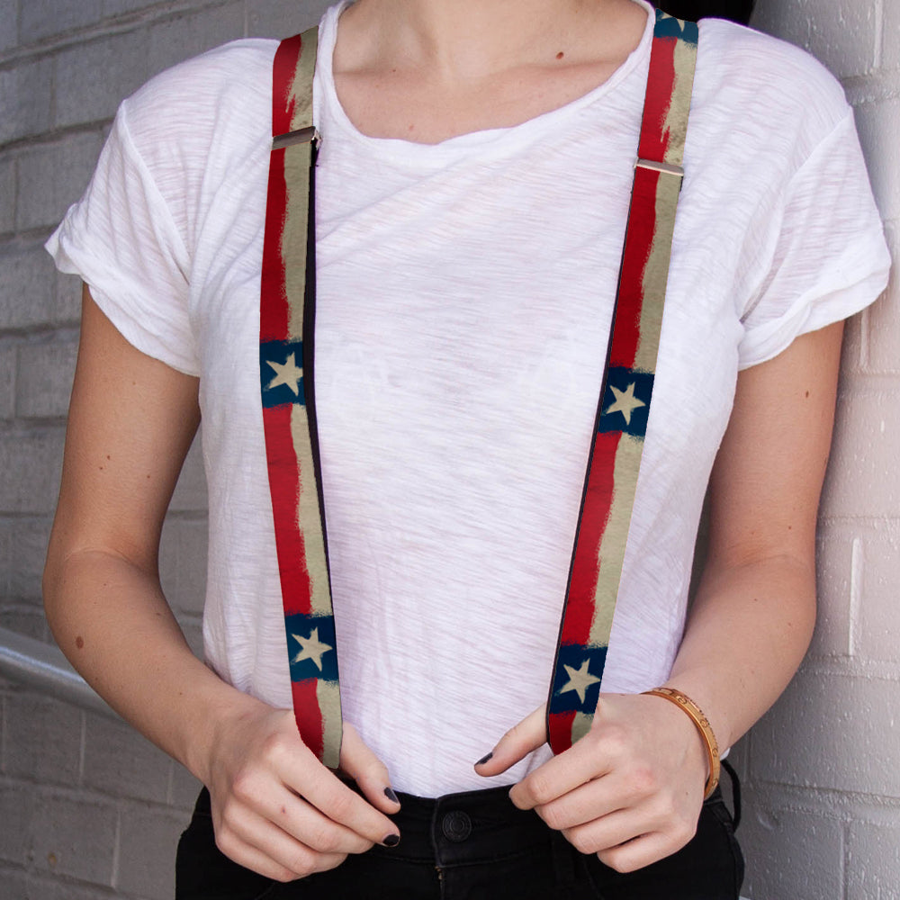 Suspenders - 1.0" - Texas Flag Distressed Painting Suspenders Buckle-Down   