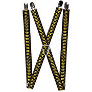 Suspenders - 1.0" - Bat Signal-2 Black Yellow Black Suspenders DC Comics   