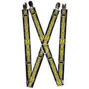 Suspenders - 1.0" - BATMAN Bat Signal Triple Stripe Black White Yellow Suspenders DC Comics   