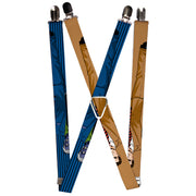 Suspenders - 1.0" - Split Poses Harvey Dent Brown + Two-Face Pinstripe Blue Black Suspenders DC Comics   