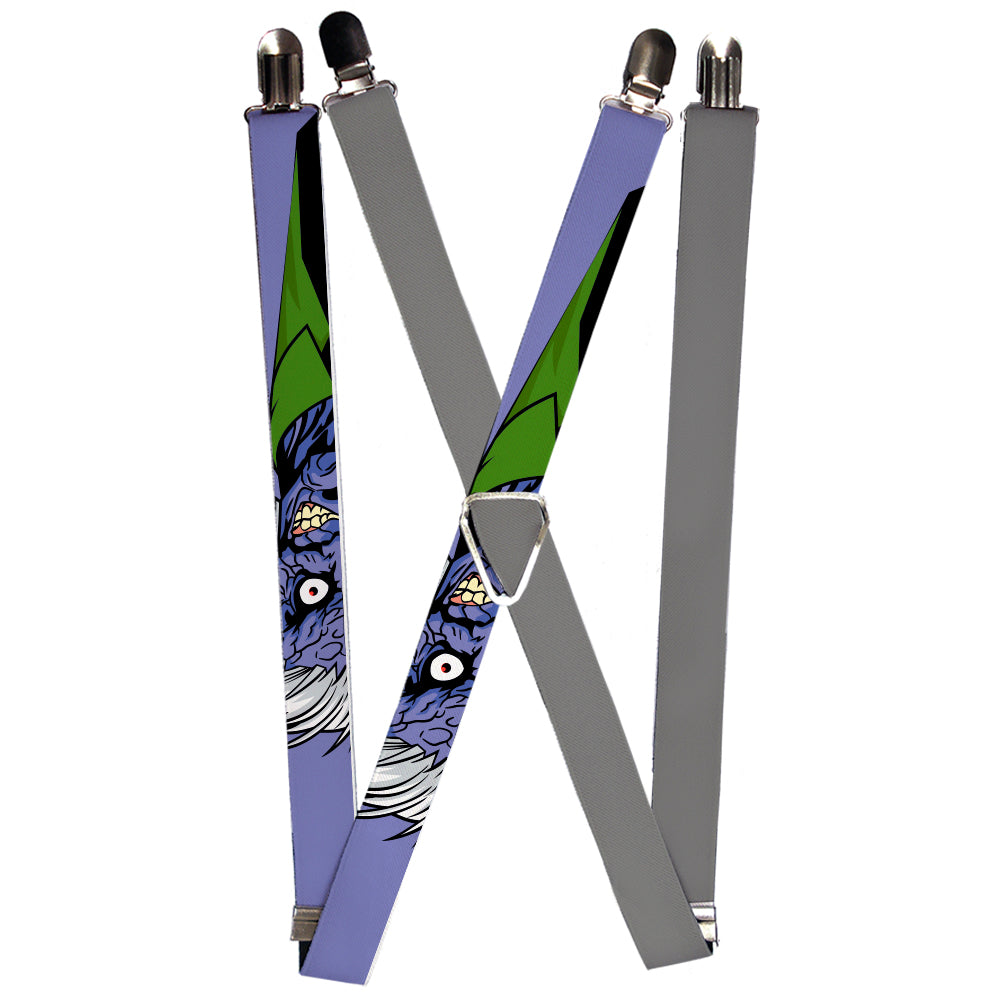 Suspenders - 1.0" - Split Two-Face Purple + Plain Gray Suspenders DC Comics   