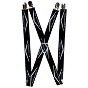 Suspenders - 1.0" - 1955-57 CHEVROLET V Emblem Black Silver Suspenders GM General Motors   