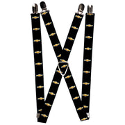 Suspenders - 1.0" - CHEVROLET Bowtie Black Gold Suspenders GM General Motors   
