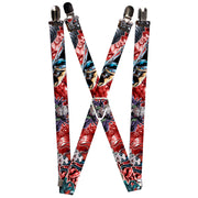 Suspenders - 1.0" - 5-Suicide Squad Villains Group Reds Suspenders DC Comics   