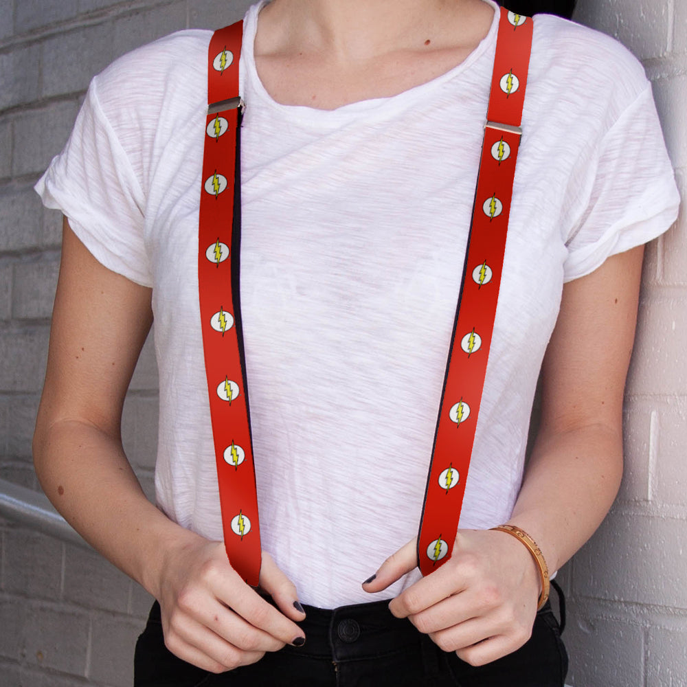 Suspenders - 1.0" - Flash Logo Red White Yellow Suspenders DC Comics   