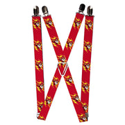 Suspenders - 1.0" - The Flash Face Bolts Reds Yellow Gray Suspenders DC Comics   