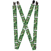 Suspenders - 1.0" - Green Lantern Green Glow w Text Suspenders DC Comics   