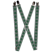 Suspenders - 1.0" - Joker Diamonds Gray Green Suspenders DC Comics   