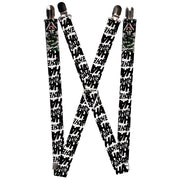 Suspenders - 1.0" - Joker The Killing Joke Holding Head Pose HAHAHA Repeat White Black Suspenders DC Comics   