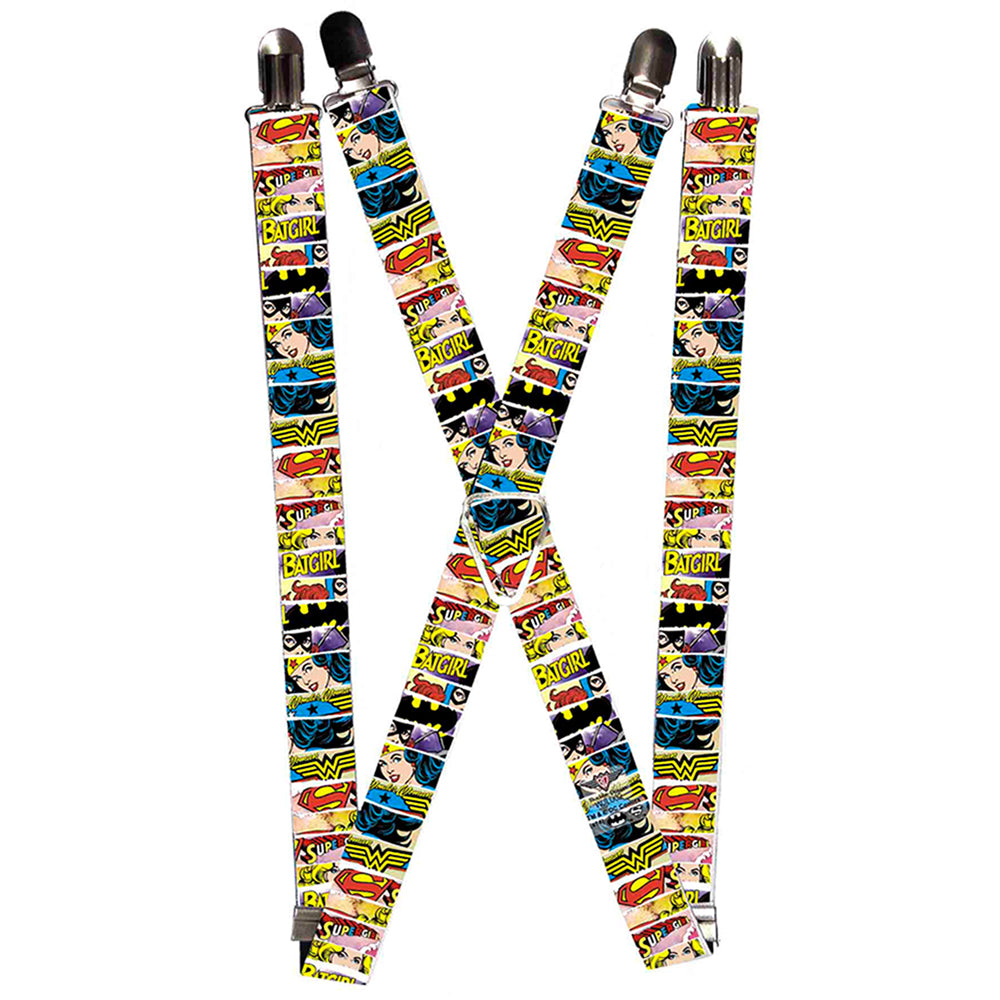 Suspenders - 1.0" - Superheroines Wonder Woman Supergirl Batgirl Suspenders DC Comics   