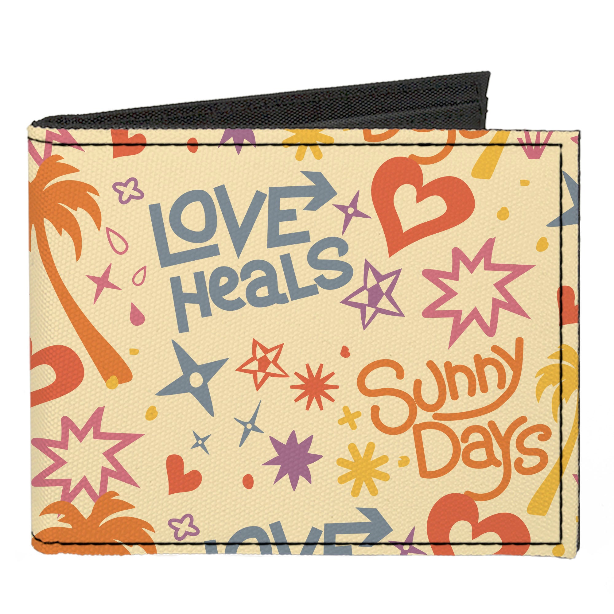 Canvas Bi-Fold Wallet - Summer Harmony Collage Beige/Multi Color Canvas Bi-Fold Wallets Buckle-Down   