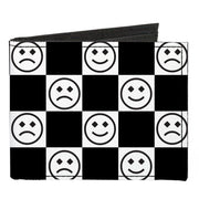 Canvas Bi-Fold Wallet - Smiley Sad Face Checker Black/White Canvas Bi-Fold Wallets Buckle-Down   