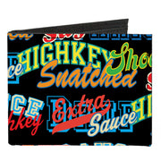 Canvas Bi-Fold Wallet - Slang Verbiage Stacked Black/Multi Color Canvas Bi-Fold Wallets Buckle-Down   