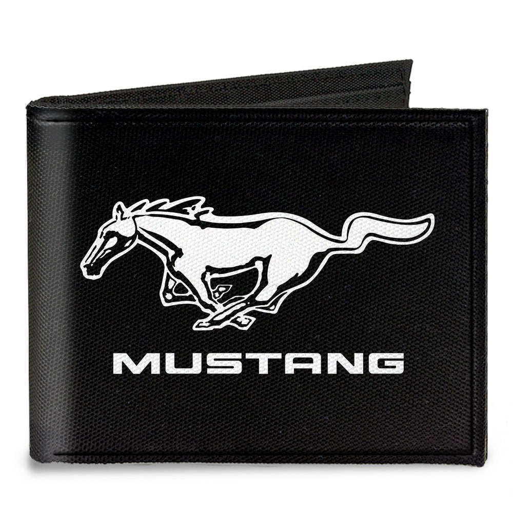 Canvas Bi-Fold Wallet - Ford Mustang Black/White Logo CENTERED Canvas Bi-Fold Wallets Ford   