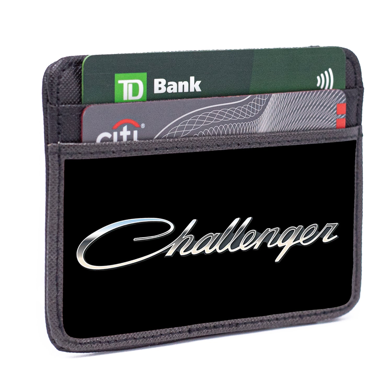 Weekend Wallet - CHALLENGER Emblem Script Black Silver-Fade Mini ID Wallets Dodge   