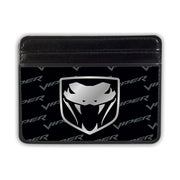 Weekend Wallet - Dodge Viper Logo w Text Black Gray Silver-Fade Mini ID Wallets Dodge   