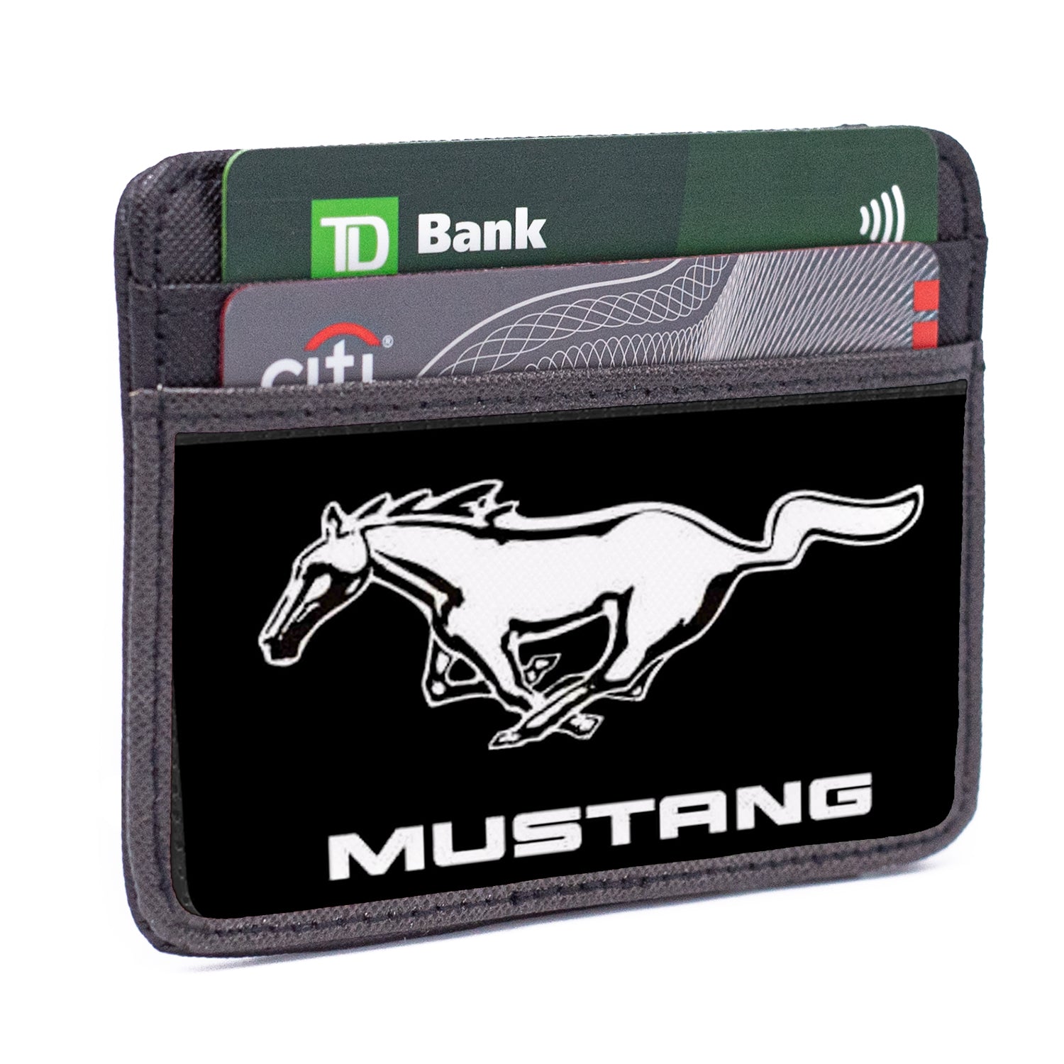 Weekend Wallet - Ford Mustang Black White Logo CENTERED Mini ID Wallets Ford   