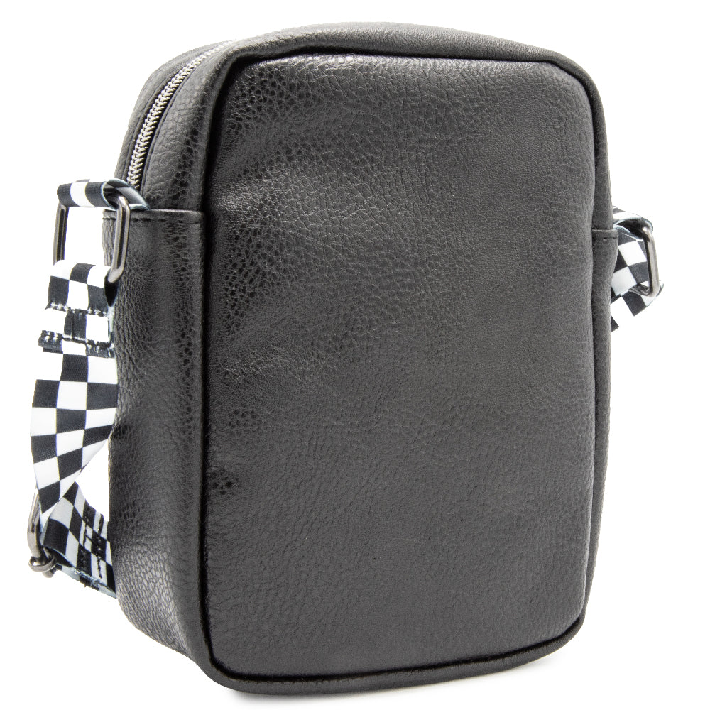 Crossbody Wallet - Carroll Shelby SHELBY Text Super Cobra Black Blue Gray Crossbody Bags Shelby