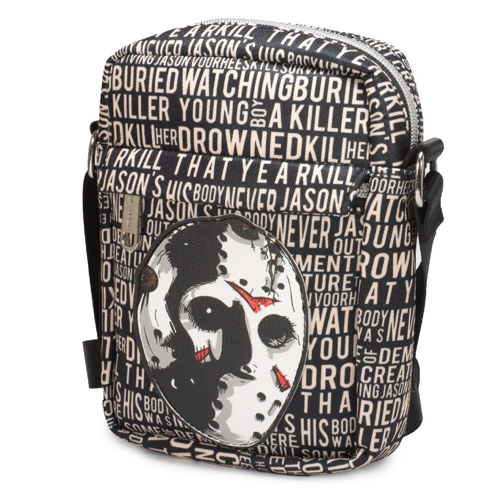 Women's Crossbody Wallet - Friday the 13th Jason Mask with Quotes Collage Crossbody Bags Friday the 13th