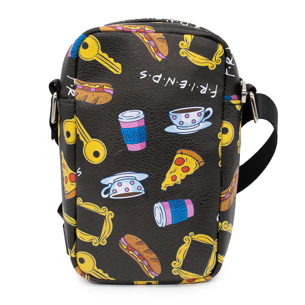 Women's Crossbody Wallet - Friends Television Show Icons Collage Black Multi Color Crossbody Bags Friends   