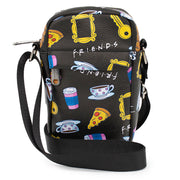 Women's Crossbody Wallet - Friends Television Show Icons Collage Black Multi Color Crossbody Bags Friends   