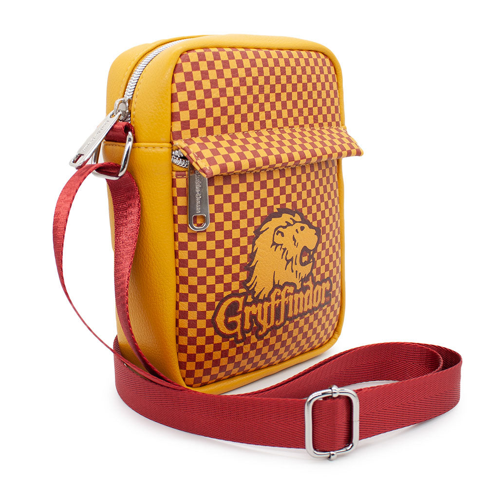 Women's Crossbody Wallet - Harry Potter GRYFFINDOR Lion Icon Checker Golden Yellow Red Crossbody Bags Harry Potter