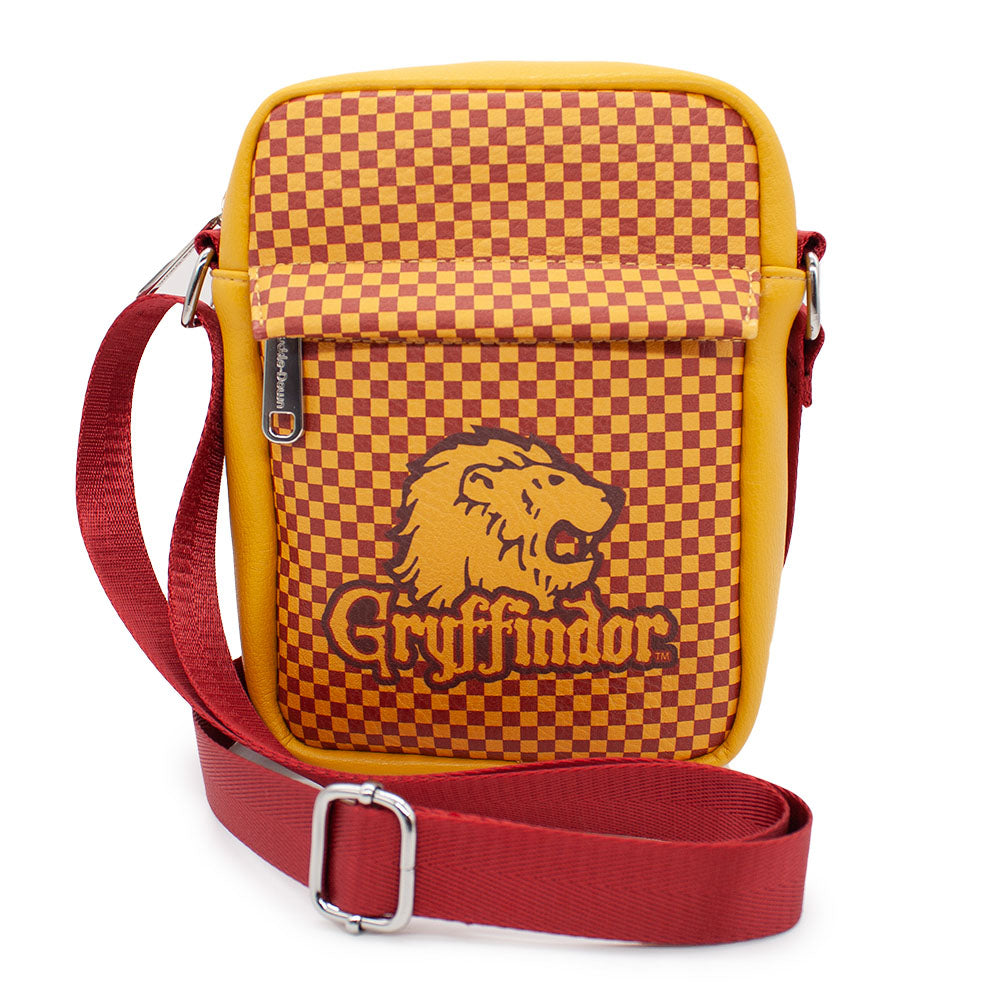 Women's Crossbody Wallet - Harry Potter GRYFFINDOR Lion Icon Checker Golden Yellow Red Crossbody Bags Harry Potter