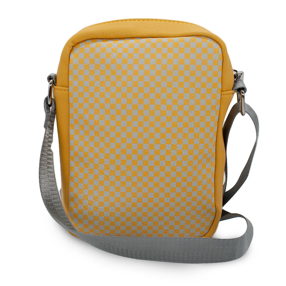 Women's Crossbody Wallet - Harry Potter HUFFLEPUFF Badger Icon Checker Yellow Gray Crossbody Bags Harry Potter