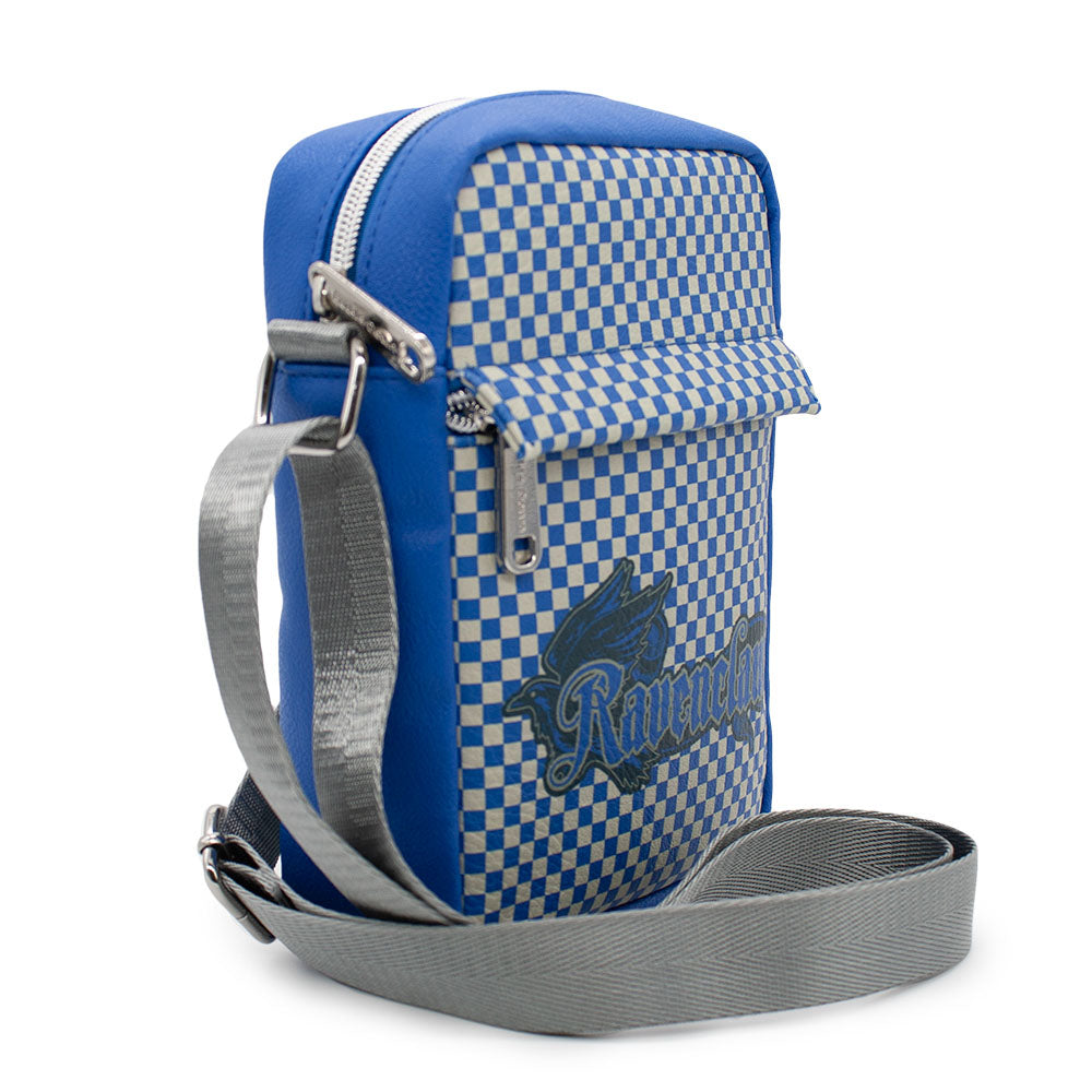 Women's Crossbody Wallet - Harry Potter RAVENCLAW Eagle Icon Checker Blue Gray Crossbody Bags Harry Potter