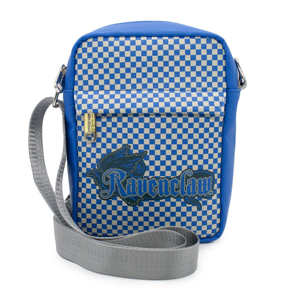 Women's Crossbody Wallet - Harry Potter RAVENCLAW Eagle Icon Checker Blue Gray Crossbody Bags Harry Potter