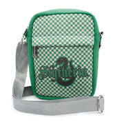 Women's Crossbody Wallet - Harry Potter SLYTHERIN Serpent Icon Checker Green Gray Crossbody Bags Harry Potter