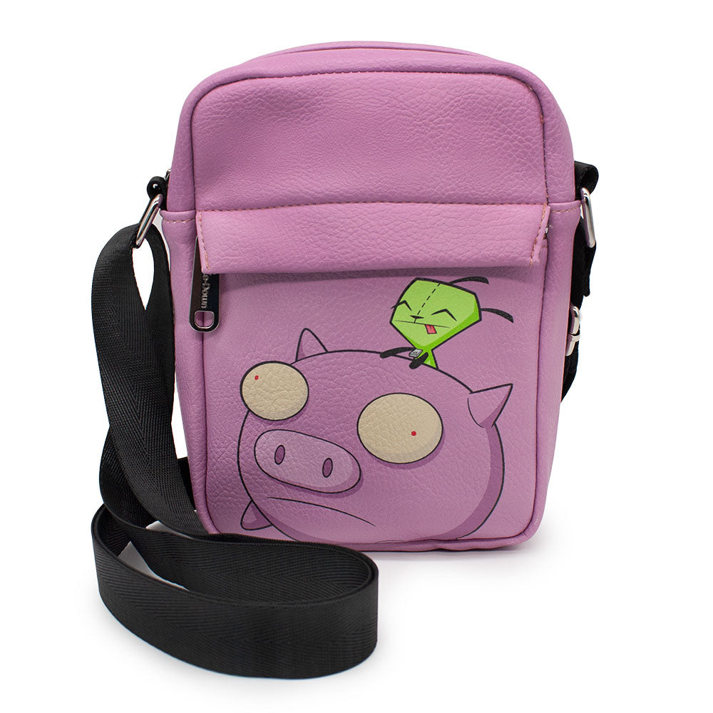 Crossbody Wallet - Invader Zim GIR Riding Piggy Pose Pink Crossbody Bags Nickelodeon   